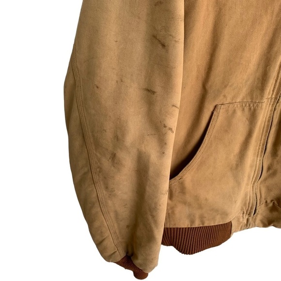 Vintage Carhartt Duck Canvas Distressed Jacket Hooded Quilted XL Tall J140 BRN - Picture 6 of 16